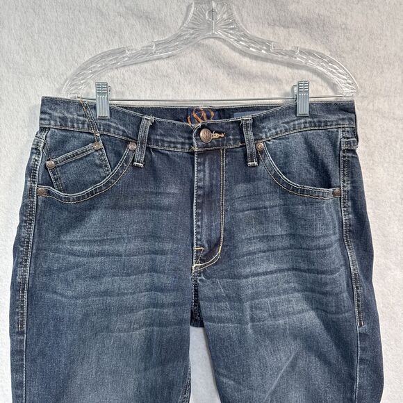 Rock & Republic Neil Mens Jeans Straight Embroidered Back Flap Pockets 34x32 Y2K - Picture 3 of 13